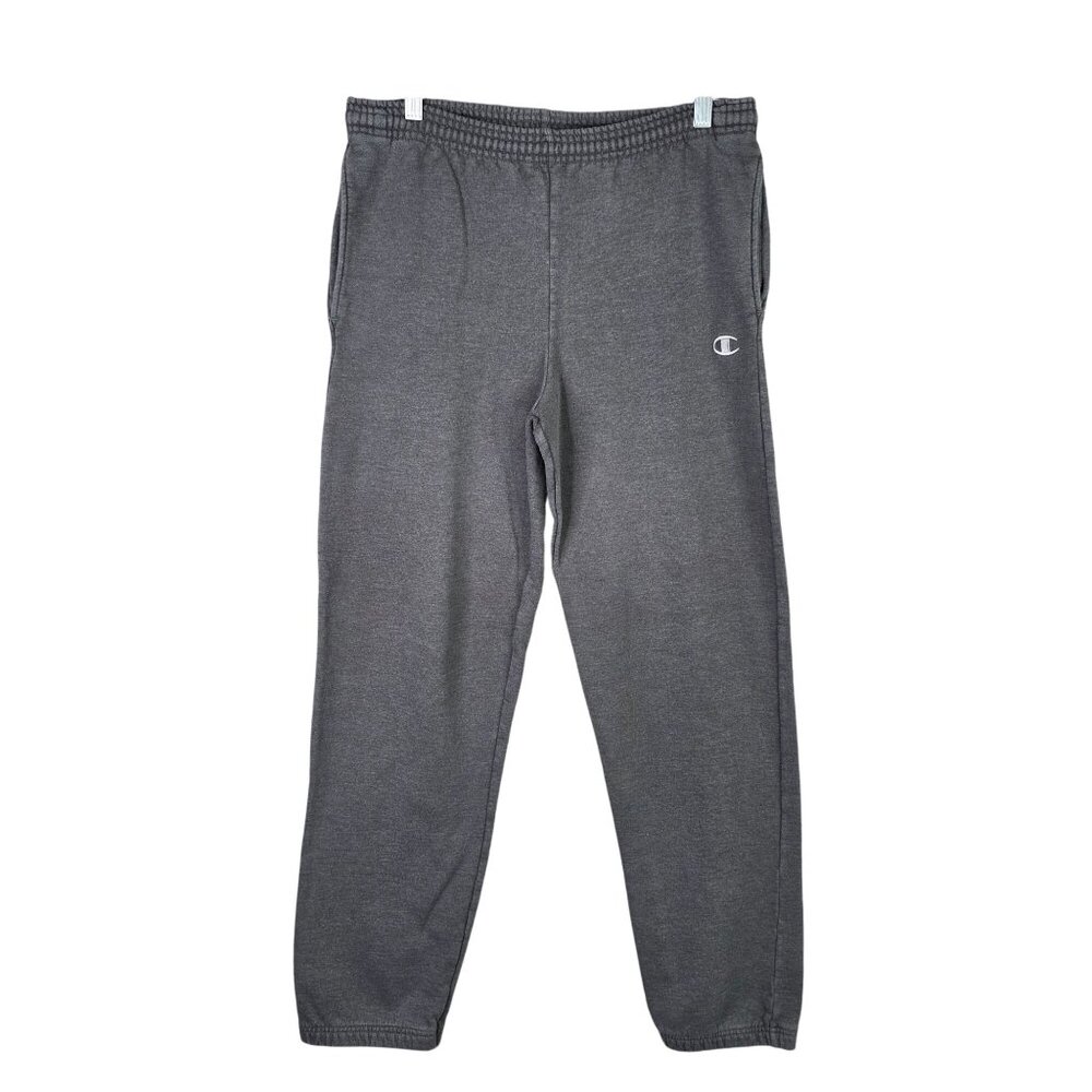 Mens Champion Eco Authentic Gray Fleece Jogger Pants Drawstring Cotton Blend S